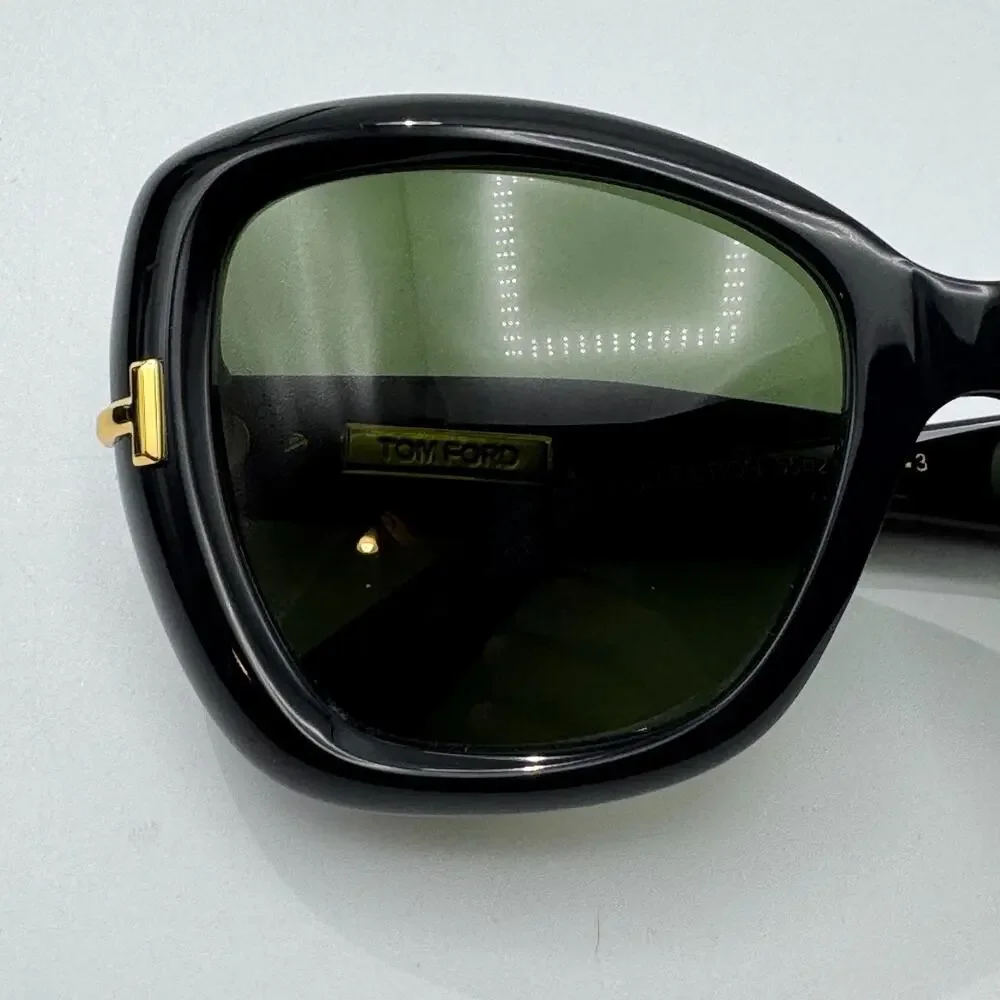 Tom Ford Sunglasses Icon TF1279 01N Black Butterfly Frame Green Lens 55mm New